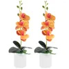 Fiori decorativi 2 pezzi bonsai orchide realistica orchide finta pianta di fiori in vaso ornamenti artificiali piante finte piante desktop