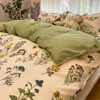 Sängkläder sätter ins stil sängkläder ofyllda lila tulpan fashionabla down täcken täcker platta lakan örngott flickor pojkar enkelsäng linnet j240507