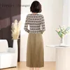 Lässige Kleider 2024 elegantes Midi V-Ausschnitt Daliy Falten Langarm Mode-Gradient-Arbeitspeufknopf weiche Weibchen Frauen Frühling Dame Lady