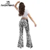 Damesbroek Capris Nadanbao dames lange benen hippie retro zebra 3d geprinte wijd uitlopende broek hoge taille met brede been broek casual broek y240504