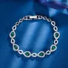 Link Bracelets EYIKA Luxury Hollow Water Drop Tennis Bracelet Jewelry For Lady Rhodium Plated Royal Blue Red Green Zircon Stone Charm
