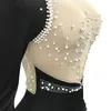 Basic Casual Jurken Anjamanor Rhinestone Pearl Mesh Glam Jurken Sexy Evening Draag Women kleding 2023 Fashion club bodycon jurk D42-EA25 T240507