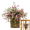 Decorative Flowers 17.7 In Realistic Hydrangea Artificial Basket Door Hanging Wildflower Wreath Ornaments Valentine's Day Decor