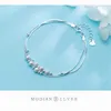 Bangle Modian Fashion Dames Double Box Chain Frosted Ball en Light Bead Pure Silver 925 Exquisite Jewelry 2020 Design Q240506