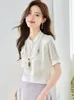 Blouses pour femmes 2024 Summer Chinois Style lâche Casual Elegant Fashion Fashion Shirt Short Sleeve Chic Tops