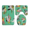 Mats 3pcs Vintage Flower Crane Bath Mat de bain Ensemble japonais Asian Asie Floral Cuisine Poigle Antislip Tapis de salle de bain Tapis de toilette Couvercle de couvercle