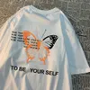 T-shirty męskie, aby być sobą a motyl Tshirts Mężczyźni Kobiety nadmierny vintage sata t-koszule luźne bawełniane kreskówki letnie ubrania H240506