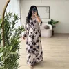 Abbigliamento etnico stampato floreale abaya lucido per donne Dubai tacchino kaftan modesto abito maxi abito ramadan abito di abito islamico caftano