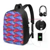 Zaino divertente stampa grafica Pesci Tessellation #1 USB Charge Men Bags Borse Women Bag Travel Laptop