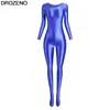 Kvinnors badkläder Drozeno One Piece Bodysuit Glossy Pants Oil Tights Sexig Smooth Yoga Spandex Zentai Suit