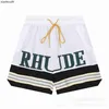 Rhude High End Designer Shorts för Chaopai High Street Trend Sunset Letter Printing Color Block Sport Casual Loose Mens Short With 1: 1 Original Etiketter