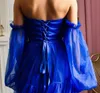 Fairy A-Line Prom Dresses Strapless Long Sleeve Sweep Train Lace Up Ruffle Pick-ups Tiered Celebrity Evening Dresses Plus Size Custom Made L24655