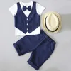 Versione coreana della giacca per cavalli per bambini in abito per bambini (camicia + pantaloni + gilet + papillon)