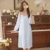 Lounge do sono feminino Sexy Off ombro Sleep Night Dress Women Women Spring Fairy Mesh Long Lace Peignoir Victorian Nightdress