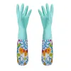 Handschuhe Blume Gummi Samt Lange Handschuhe Haushaltshandschuhe Antiskid Wäsche Reinigung Handschuhe Haushaltsgericht Küche Reinigung Handschuhe
