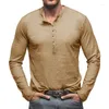 Erkek Tişörtleri Coldker Büyük ve Uzun Erkekler Uzun Kollu Henley Pamuk Pamuk İnce Uygun Temel Bahar T-Shirt