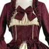 Elegant medeltida klänning retro goticed court lolita klänning boll klänning fyrkantig hals tät midja bowknot kvinnor lapptäcke bågklänning 240423