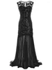 Feestjurken Wepbel Banquet Evening dames lange jurk jaren 1920 Black vintage gatsby lovertjes pailletten maxi prom