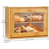 Opslagboxen Bins Bamboe Bread Box Dubbele laag opslag en multifunctionele natuurlijke bamboe Q240506