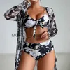 Damskie stroje kąpielowe seksowne 3pcs Bikini 2024 Swimsuits Women Push Up Up Fembel Beach Swim Wear Kąpiel Brazylijskie bikini set basen Bather H240507