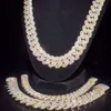 Spectaculaire glans 18k geel goud vergulde 925 Sterling zilver 20 mm stokbrood Moissanite Cuban Link Chain