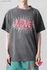Camisetas masculinas santa cinza vintage Michael Love T Men Women Flame Graphic T-Shirt Tops de alta qualidade Lavagem curta H240507