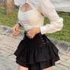 Skirts giapponese harajuku ragazza dolce pizzo semplice a vita alta sciopero scioglino simpatico lolita cake mini gotico scuro scuro sci scuro q240507