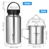 Tomshoo 1050ml Bottle d'eau en acier inoxydable Févère Bouteille d'eau de sport avec 750 ml tasse de tasse de tasse