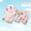 Pyjamas Summer Childrens Pyjama Set Cute Anime Cinnamon Kuromi My Melody Childrens Cardigan Korte mouwen pyjama's gemaakt door Girls and BoysL2405