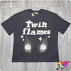 T-shirts masculins 2024 Gris Broken Planet Twin Flames T Men Women Foam Print Market Star T-shirt Oversize Tops Space Short Seve H240507