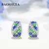 Stud -oorbellen baoshijia 18k witgouden saffier saffier tsavorite diamant fijne sieraden briljante antieke fatanstic