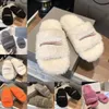 Luxury Furry Slippers Men Women Designer Sandal Slider Lady Fashion Wool Fur Fluffy Letters Slides Black White Pink Orange Dark Khaki Grey Warm Flip Flops Scuffs 35-42