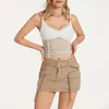 Serbatoi femminili Puloru Summer Chic Mesh Mesh Sheer Cami Schermo Spaghetti Cinghia a V Copertura a V giubbotti a collo a V Street Fashion Slip Camis