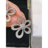 Van Clee Eefs Marke Designer Full Crystal Big Hollow Four Blattklee Blume Charm Ohrringe für Frauen Schmuck mit Kasten