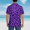 Herren lässige Hemden Hawaiian Hemd Urlaub Giraffe Print Blusen lila Tier Neuheit Männer Kurzarm Y2k lustige Tops