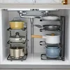 Cuisine Storage Rack ajusté Rack Pot Organisateur en acier inoxydable Ménage multicouche et Pan Organzier pour