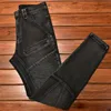 Jeans européens haut de gamme Mens Slim Fit Leggings Elastic Trendy Brand coréen Pantalon de moto noir gris à la mode