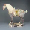 Skulpturer kinesiska retro antik imitation tang tricolor glaserade keramik brun krig häst porslin staty 8.27 "