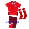 Maglie da calcio Svizzera 2024 Euro Cup Swiss National Team Elvedi Akanji Zakaria Sow Rieder Embolo Shaqiri Shirt da calcio Away Kids Dimensione 16 - 4xl