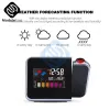 Klockor Creative Color LCD Digital Projection Alarm Clock Temperatur Termometer Fuktighet Hygrometer Desk LED Tid Projektor Kalender