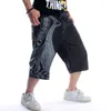 Letni trend luźne ograniczone dżinsy szorty Hip Hop Graffiti Druk haftowany capris