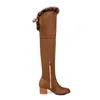 Stövlar Spring Autumn Women Over the Knee High Heel Woman lår Långt litet plus storlek 32 33 - 40 41 42 43 44 45