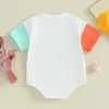 Rompers Baby Vêtements Baby Pâques Suit pour nouveau-né la lettre floue broderie ronde coulle à manches courtes Articles H240507