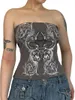 Tank da donna Donne Donne Cute Tops Retro Rhinestone Stampa estiva Strapping senza spalline camicie senza schienale Streetwear Aesthetic Astem