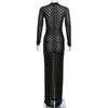 Urban Seksowne sukienki Anjamanor Plaid Mesh S przez seksowną sukienkę imprezową długi rozcięcie bodycon maxi sukienki dla kobiet nocnych stroje D96-DC27 T240507