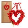 Dekorative Blumen Valentinstagkränze für Haustür rot künstliche Tulpen herzförmige Kranzrequisiten Hochzeit Hanging Dekor