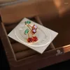 Серьги -грибы милый красный циркон вишневый лист женщины пронзительные украшения для моды Crystal Dangle вечеринка выпускной день рождения свадебные подарки