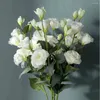 Flores decorativas 1 Bunch 4 cabezas Flor artificial Elegante creativo realista Eustoma Simple dulce falso Floral para boda