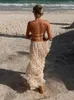 Sexy Röcke Set Women Elegant Rückenless Hollow Out Sling Tops weibliche Sommerfalten Solid Draw String Fashion Beachwear Lady 240423