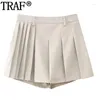 Skirts Pleated Mini Skirt Pants Office High Waist Skort For Women Casual Ruched Shorts Fashion Autumn Winter Women's Skorts